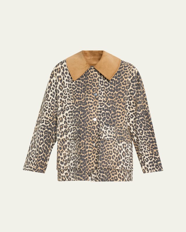 Leopard Canvas Midi Jacket